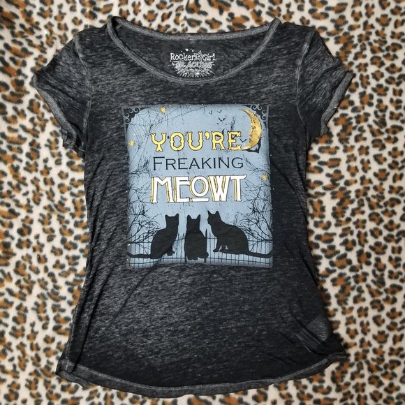 Rocker Girl All Access "You're Freaking Meowt" Girls top Size 7/9 M (30" Chest) - Picture 3 of 5